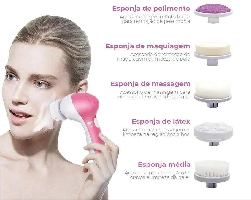 Escova de Esfoliação e Limpeza facial 5 em 1 Shop MultMarcas